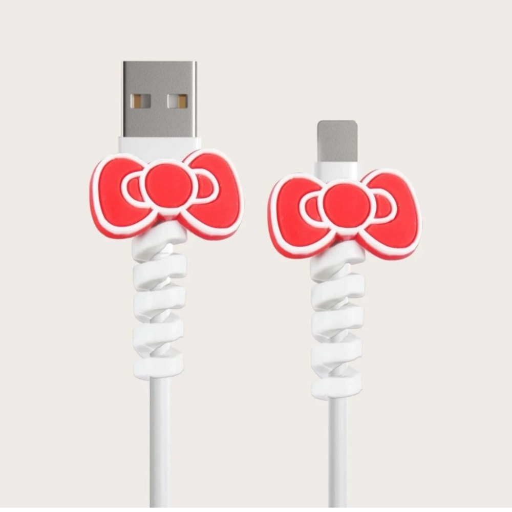 Red Bow Shaped Phone Wire Cable Protectors (2pcs)